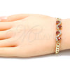 Oro Laminado Fancy Bracelet, Gold Filled Style with Garnet and White Cubic Zirconia, Polished, Golden Finish, 03.63.2137.08 (05 MM Thickness, 8 Inches Length)