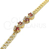 Oro Laminado Fancy Bracelet, Gold Filled Style with Garnet and White Cubic Zirconia, Polished, Golden Finish, 03.63.2137.08 (05 MM Thickness, 8 Inches Length)