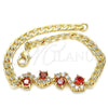 Oro Laminado Fancy Bracelet, Gold Filled Style with Garnet and White Cubic Zirconia, Polished, Golden Finish, 03.63.2137.08 (05 MM Thickness, 8 Inches Length)