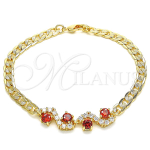Gold Filled Bracelet — Fancy Bracelet with Garnet and White Cubic Zirconia — main product view — SKU 130186 | Oro Laminado brazalete — elegante Bracelet with Garnet and blanco Cubic Zirconia — SKU 130186