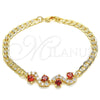 Oro Laminado Fancy Bracelet, Gold Filled Style with Garnet and White Cubic Zirconia, Polished, Golden Finish, 03.63.2137.08 (05 MM Thickness, 8 Inches Length)