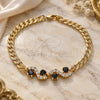 Oro Laminado Fancy Bracelet, Gold Filled Style with Black and White Cubic Zirconia, Polished, Golden Finish, 03.63.2137.1.08 (05 MM Thickness, 8 Inches Length)
