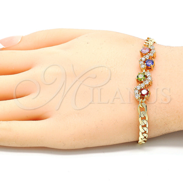 Gold Filled Bracelet — Fancy Bracelet with Multicolor Cubic Zirconia Polished 03.63. — alternate product view — SKU 130188 | Oro Laminado brazalete — elegante Bracelet with Multicolor Cubic Zirconia pulido 03.63. — SKU 130188
