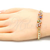 Oro Laminado Fancy Bracelet, Gold Filled Style with Multicolor Cubic Zirconia, Polished, Golden Finish, 03.63.2137.2.08 (05 MM Thickness, 8 Inches Length)