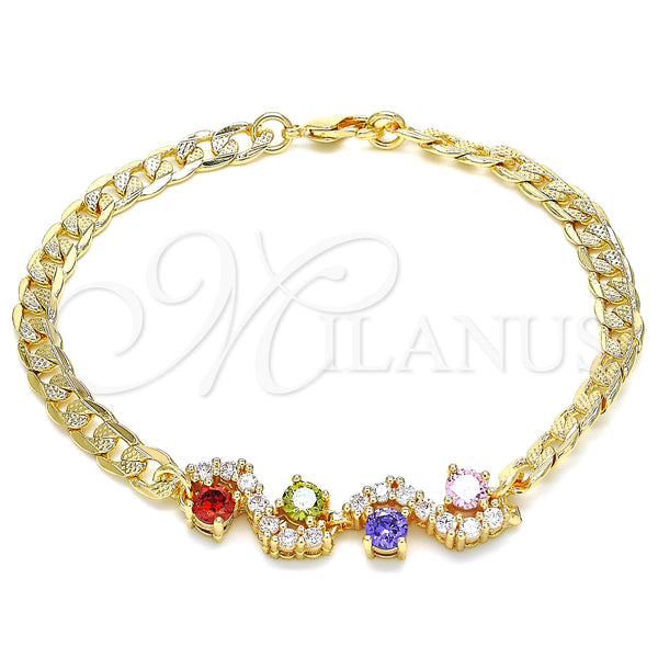 Gold Filled Bracelet — Fancy Bracelet with Multicolor Cubic Zirconia Polished 03.63. — main product view — SKU 130188 | Oro Laminado brazalete — elegante Bracelet with Multicolor Cubic Zirconia pulido 03.63. — SKU 130188