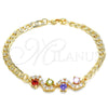 Oro Laminado Fancy Bracelet, Gold Filled Style with Multicolor Cubic Zirconia, Polished, Golden Finish, 03.63.2137.2.08 (05 MM Thickness, 8 Inches Length)
