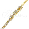 Oro Laminado Fancy Bracelet, Gold Filled Style Elephant Design, with White Cubic Zirconia, Polished, Golden Finish, 03.63.2138.07 (05 MM Thickness, 7 Inches Length)
