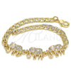Oro Laminado Fancy Bracelet, Gold Filled Style Elephant Design, with White Cubic Zirconia, Polished, Golden Finish, 03.63.2138.07 (05 MM Thickness, 7 Inches Length)