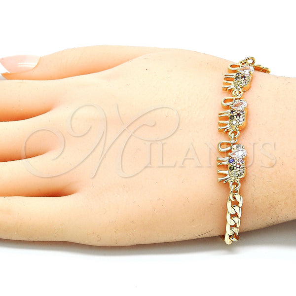 Gold Filled Bracelet — Fancy Bracelet Elephant Design with Multicolor Cubic Zirconia — alternate product view — SKU 130192 | Oro Laminado brazalete — elegante Bracelet Elephant diseño with Multicolor Cubic Zirconia — SKU 130192