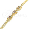 Oro Laminado Fancy Bracelet, Gold Filled Style Elephant Design, with Multicolor Cubic Zirconia, Polished, Golden Finish, 03.63.2138.3.07 (05 MM Thickness, 7 Inches Length)
