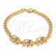 Oro Laminado Fancy Bracelet, Gold Filled Style Elephant Design, with Multicolor Cubic Zirconia, Polished, Golden Finish, 03.63.2138.3.07 (05 MM Thickness, 7 Inches Length)