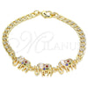 Oro Laminado Fancy Bracelet, Gold Filled Style Elephant Design, with Multicolor Cubic Zirconia, Polished, Golden Finish, 03.63.2138.3.07 (05 MM Thickness, 7 Inches Length)