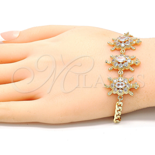 Gold Filled Bracelet — Fancy Bracelet Turtle Design with White Cubic Zirconia — alternate product view — SKU 130193 | Oro Laminado brazalete — elegante Bracelet Turtle diseño with blanco Cubic Zirconia — SKU 130193