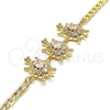 Oro Laminado Fancy Bracelet, Gold Filled Style Turtle Design, with White Cubic Zirconia, Polished, Golden Finish, 03.63.2139.07 (05 MM Thickness, 7 Inches Length)