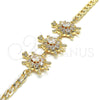 Oro Laminado Fancy Bracelet, Gold Filled Style Turtle Design, with White Cubic Zirconia, Polished, Golden Finish, 03.63.2139.07 (05 MM Thickness, 7 Inches Length)