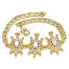 Oro Laminado Fancy Bracelet, Gold Filled Style Turtle Design, with White Cubic Zirconia, Polished, Golden Finish, 03.63.2139.07 (05 MM Thickness, 7 Inches Length)