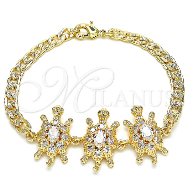 Gold Filled Bracelet — Fancy Bracelet Turtle Design with White Cubic Zirconia — main product view — SKU 130193 | Oro Laminado brazalete — elegante Bracelet Turtle diseño with blanco Cubic Zirconia — SKU 130193