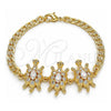 Oro Laminado Fancy Bracelet, Gold Filled Style Turtle Design, with White Cubic Zirconia, Polished, Golden Finish, 03.63.2139.07 (05 MM Thickness, 7 Inches Length)