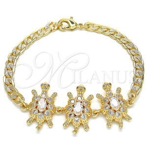 Gold Filled Bracelet — Fancy Bracelet Turtle Design with White Cubic Zirconia — main product view — SKU 130193 | Oro Laminado brazalete — elegante Bracelet Turtle diseño with blanco Cubic Zirconia — SKU 130193
