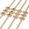 Oro Laminado Fancy Bracelet, Gold Filled Style Turtle Design, with White Cubic Zirconia, Polished, Golden Finish, 03.63.2139.07 (05 MM Thickness, 7 Inches Length)