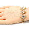 Oro Laminado Fancy Bracelet, Gold Filled Style Turtle Design, with Garnet and White Cubic Zirconia, Polished, Golden Finish, 03.63.2139.1.07 (05 MM Thickness, 7 Inches Length)