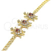 Oro Laminado Fancy Bracelet, Gold Filled Style Turtle Design, with Garnet and White Cubic Zirconia, Polished, Golden Finish, 03.63.2139.1.07 (05 MM Thickness, 7 Inches Length)