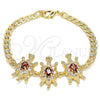 Oro Laminado Fancy Bracelet, Gold Filled Style Turtle Design, with Garnet and White Cubic Zirconia, Polished, Golden Finish, 03.63.2139.1.07 (05 MM Thickness, 7 Inches Length)