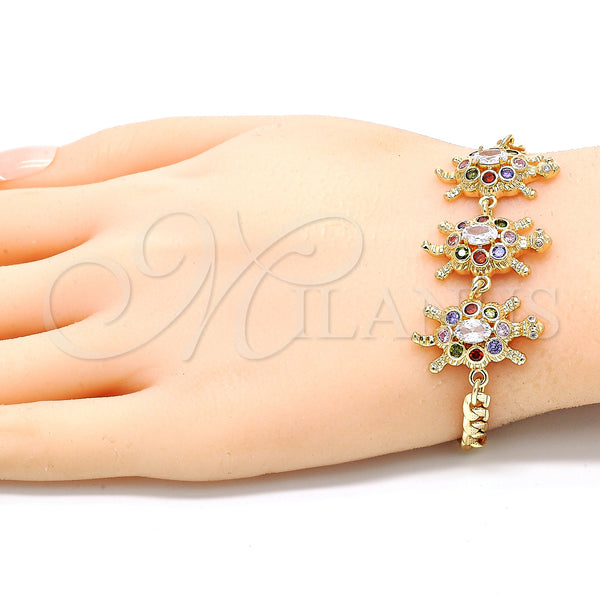 Gold Filled Bracelet — Fancy Bracelet Turtle Design with Multicolor Cubic Zirconia — alternate product view — SKU 130196 | Oro Laminado brazalete — elegante Bracelet Turtle diseño with Multicolor Cubic Zirconia — SKU 130196