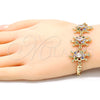Oro Laminado Fancy Bracelet, Gold Filled Style Turtle Design, with Multicolor Cubic Zirconia, Polished, Golden Finish, 03.63.2139.3.07 (05 MM Thickness, 7 Inches Length)