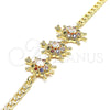 Oro Laminado Fancy Bracelet, Gold Filled Style Turtle Design, with Multicolor Cubic Zirconia, Polished, Golden Finish, 03.63.2139.3.07 (05 MM Thickness, 7 Inches Length)
