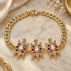Oro Laminado Fancy Bracelet, Gold Filled Style Turtle Design, with Multicolor Cubic Zirconia, Polished, Golden Finish, 03.63.2139.3.07 (05 MM Thickness, 7 Inches Length)
