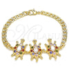 Oro Laminado Fancy Bracelet, Gold Filled Style Turtle Design, with Multicolor Cubic Zirconia, Polished, Golden Finish, 03.63.2139.3.07 (05 MM Thickness, 7 Inches Length)