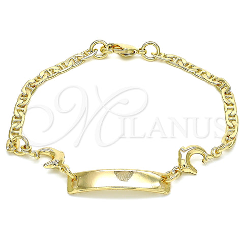 Oro Laminado ID Bracelet, Gold Filled Style Dolphin Design, Polished, Golden Finish, 03.63.2142.06 (03 MM Thickness, 6 Inches Length)