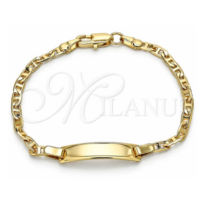 Oro Laminado ID Bracelet, Gold Filled Style Polished, Golden Finish, 03.63.2150.06 (03 MM Thickness, 6 Inches Length)