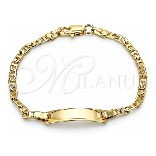 Oro Laminado ID Bracelet, Gold Filled Style Polished, Golden Finish, 03.63.2150.06 (03 MM Thickness, 6 Inches Length)