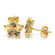 Oro Laminado Stud Earring, Gold Filled Style Flower Design, with Multicolor Micro Pave, Polished, Golden Finish, 02.233.0006