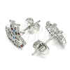 Rhodium Plated Stud Earring, Crown Design, with Multicolor Micro Pave, Polished, Rhodium Finish, 02.233.0007.1