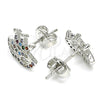 Rhodium Gold Filled Stud Earring, Crown Design, with Multicolor Micro Pave, Polished, Rhodium Finish, 02.233.0007.1