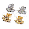 Rhodium Gold Filled Stud Earring, Crown Design, with Multicolor Micro Pave, Polished, Rhodium Finish, 02.233.0007.1