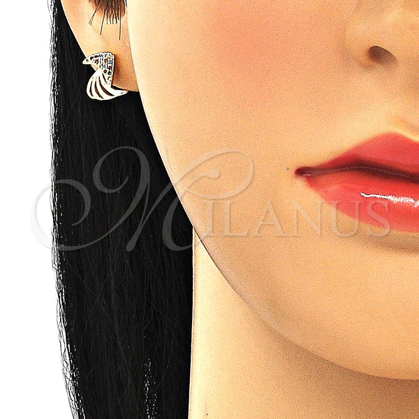 Gold Filled Ring — Stud Earring with Multicolor Micro Pave Polished 02. — alternate product view — SKU 130229 | Oro Laminado anillo — Stud Earring with Multicolor Micro Pave pulido 02. — SKU 130229