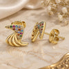 Oro Laminado Stud Earring, Gold Filled Style with Multicolor Micro Pave, Polished, Golden Finish, 02.233.0014