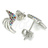 Rhodium Plated Stud Earring, with Multicolor Micro Pave, Polished, Rhodium Finish, 02.233.0014.1