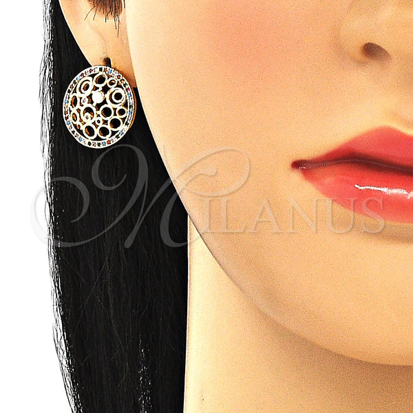Gold Filled Ring — Stud Earring with Multicolor Micro Pave Polished 02. — alternate product view — SKU 130233 | Oro Laminado anillo — Stud Earring with Multicolor Micro Pave pulido 02. — SKU 130233