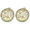 Oro Laminado Stud Earring, Gold Filled Style with Multicolor Micro Pave, Polished, Golden Finish, 02.233.0016