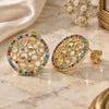 Oro Laminado Stud Earring, Gold Filled Style with Multicolor Micro Pave, Polished, Golden Finish, 02.233.0016