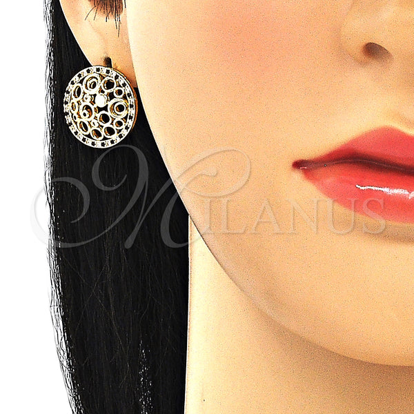 Gold Filled Ring — Stud Earring with Black and White Micro Pave — alternate product view — SKU 130234 | Oro Laminado anillo — Stud Earring with negro and blanco Micro Pave — SKU 130234