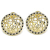 Oro Laminado Stud Earring, Gold Filled Style with Black and White Micro Pave, Polished, Golden Finish, 02.233.0016.1