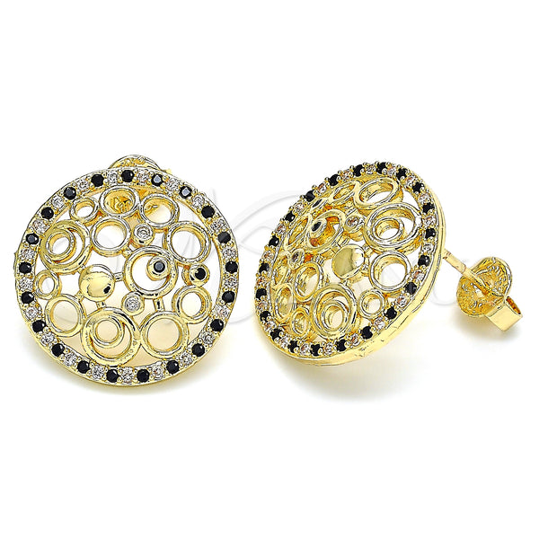 Gold Filled Ring — Stud Earring with Black and White Micro Pave — main product view — SKU 130234 | Oro Laminado anillo — Stud Earring with negro and blanco Micro Pave — SKU 130234