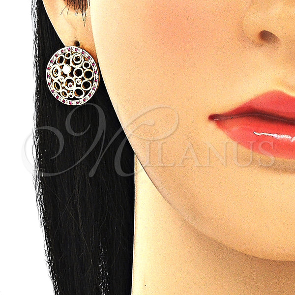 Gold Filled Ring — Stud Earring with Ruby and White Micro Pave — alternate product view — SKU 130235 | Oro Laminado anillo — Stud Earring with Ruby and blanco Micro Pave — SKU 130235