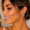 Oro Laminado Stud Earring, Gold Filled Style with Ruby and White Micro Pave, Polished, Golden Finish, 02.233.0016.2